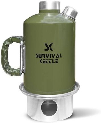 Survival Kettle Aluminiowa Kuchenka Czajnik Turystyczny Zielona Zestaw Ze Stalowym Paleniskiem
