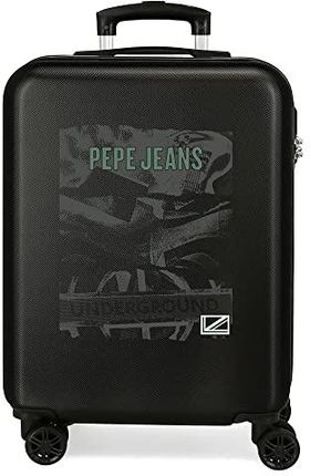 Pepe Jeans Davis wózek kabinowy, czarny, 38 x 55 x 20 cm, twardy plastik, boczne zamknięcie 35, 2 kg, 4 koła, bagaż podręczny