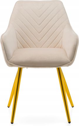Home Design Krzesło Tapicerowane Welurowe Beżowe Złote Nogi 08B185Bc-7C3F-4495-Ac30-304D9E85Ce34
