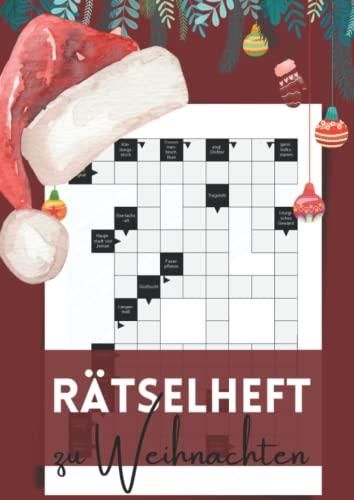 Rätselheft zu Weihnachten: Kreuzworträtsel mit großer Schrift und