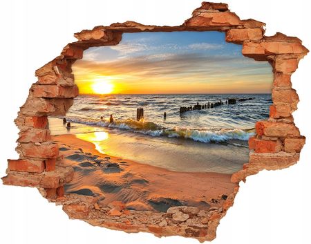 Dziura naklejka dekor 120x93 Zachód słońca plaża