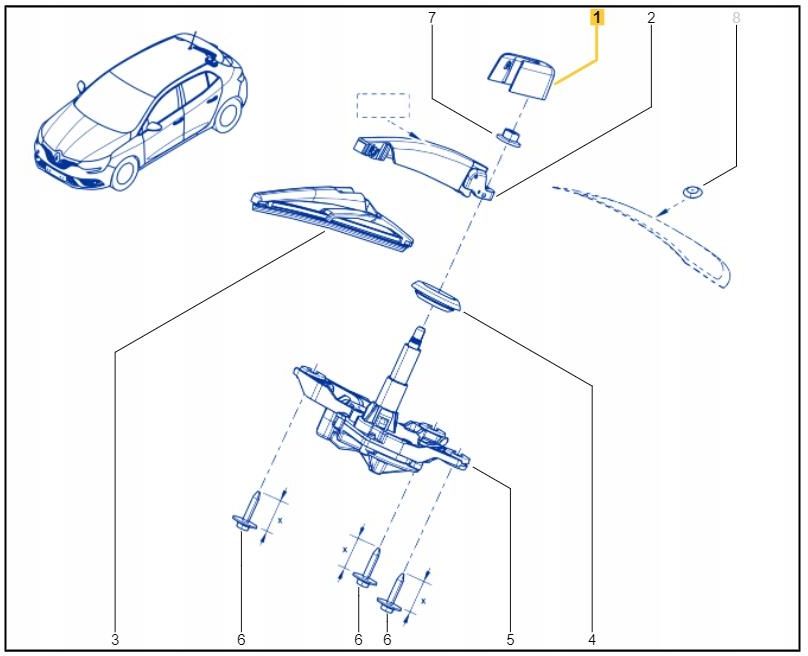 Wycieraczka samochodowa Renault Oe Zaślepka Wycieraczki Tył Megane Iv ...