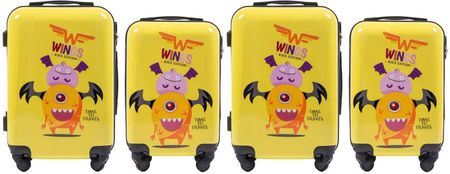Wings Zestaw walizek dla dzieci z policarbonu Monster 2S+2XS kolorowe
