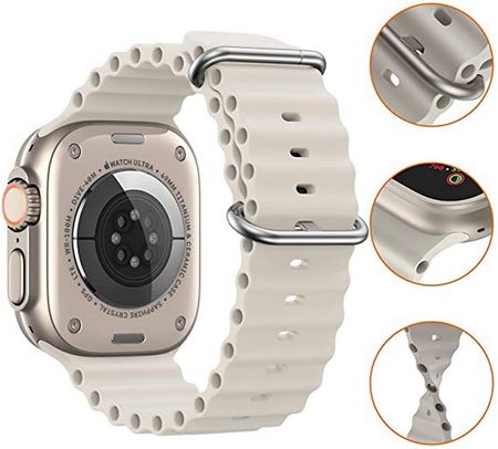 D-Pro Ocean Loop pasek opaska do Apple Watch 4/5/6/7/8/SE/Ultra 42/44/45/49mm (Cream)