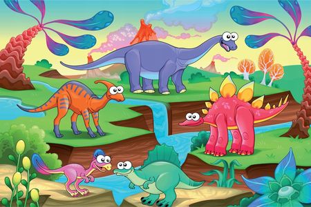 Muralo Fototapeta Kolorowe Dinozaury 315x210