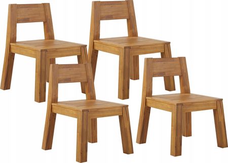 Zestaw 4 Krzeseł Ogrodowych Drewno Akacjowe