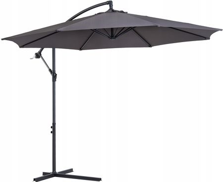 Parasol Ogrodowy Z Ręczną Korbą 3m Szary Outsunny