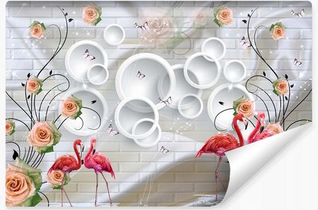 Muralo Fototapeta Abstrakcja Flamingi Róże Cegła 180x120