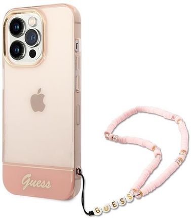 Guess Guhcp14Xhgcohp iPhone 14 Pro Max 6,7" Różowy/Pink Hardcase Translucent Pearl Strap