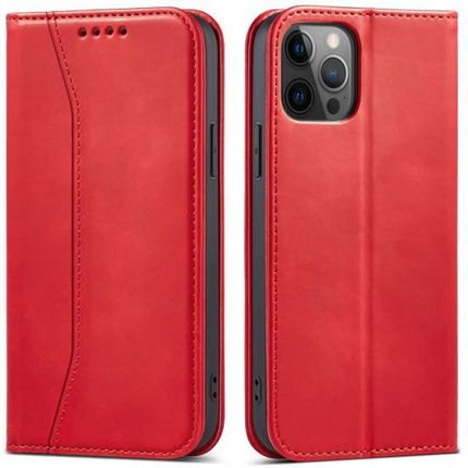 Magnet Fancy Case Etui Do iPhone 12 Pro Max Pokrowiec Portfel Na Karty Kartę Podstawka Czerwony