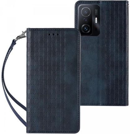 Magnet Strap Case Etui Do Xiaomi Redmi Note 11 Pokrowiec Portfel + Mini Smycz Zawieszka Niebieski