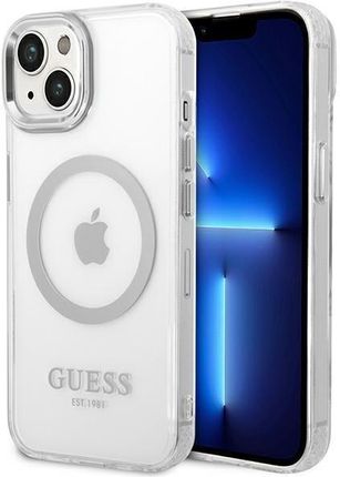 Guess Guhmp14Mhtrms iPhone 14 Plus 6,7" Srebrny/Silver Hard Case Metal Outline Magsafe