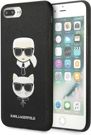 Oryginalne Etui iPhone 7+ / 8+ Karl Lagerfeld Hardcase Saffiano Ikonik Karl&Choupette Head Klhci8Lsakickcbk Czarne