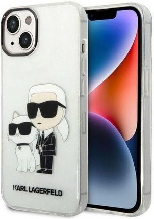 Oryginalne Etui iPhone 14 Plus Karl Lagerfeld Hardcase Iml Glit Nft Karl&Choupette Klhcp14Mhnkctgt Transparentne