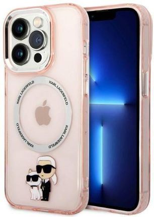 Oryginalne Etui iPhone 14 Pro Karl Lagerfeld Hardcase Iml Nft Karl&Choupette Magsafe Klhmp14Lhnkcip Różowe