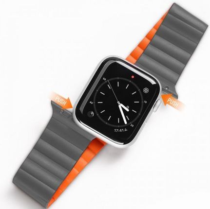 Dux Ducis Magnetic Strap Pasek Apple Watch Ultra Bransoletka Magnetyczna Opaska Szaro-Pomarańczowy Chain Version [Etui]