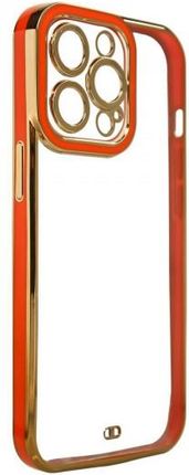 Fashion Case Etui Do iPhone 12 Pro Żelowy Pokrowiec Ze Złotą Ramką Czerwony