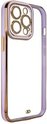 Fashion Case Etui Do iPhone 12 Pro Żelowy Pokrowiec Ze Złotą Ramką Fioletowy