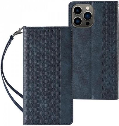 Magnet Strap Case Etui Do iPhone 12 Pro Pokrowiec Portfel + Mini Smycz Zawieszka Niebieski