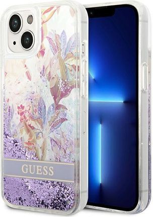 Guess Guhcp14Slflsu iPhone 14 6,1" Fioletowy/Purple Hardcase Flower Liquid Glitter