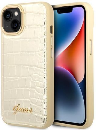 Guess Guhcp14Mhgcrhd iPhone 14 Plus 6,7" Złoty/Gold Hardcase Croco Collection