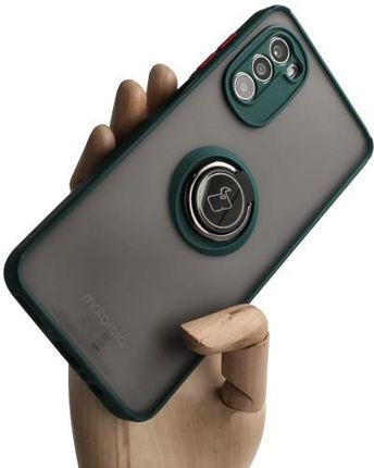 Etui Bizon Case Hybrid Ring Do Motorola Moto G52/G82, Ciemnozielone