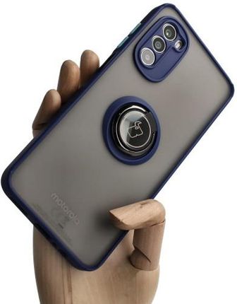 Etui Bizon Case Hybrid Ring Do Motorola Moto G52/G82, Granatowe