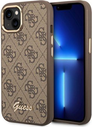 Guess Guhcp14Mhg4Shw iPhone 14 Plus 6,7" Brązowy/Brown Hard Case 4G Vintage Gold Logo