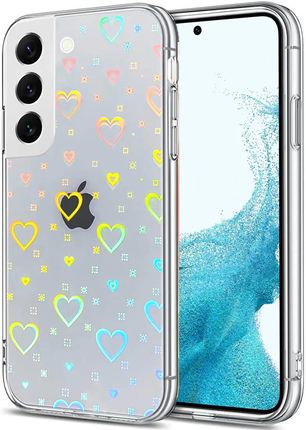 Etui iPhone 14 Luminous Hearts Case Holograficzne Serca Transparentne
