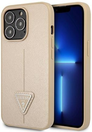 Guess Guhcp14Lpsatle iPhone 14 Pro 6,1" Beżowy/Beige Hardcase Saffianotriangle Logo
