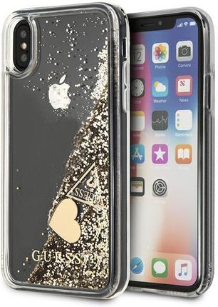 Guess Guohcpxglhflgo iPhone X/Xs Gold/Złoty Hard Case Glitter Charms