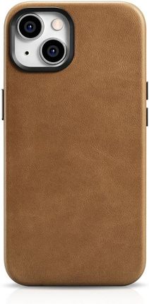 Icarer Oil Wax Premium Leather Case Skórzane Etui iPhone 14 Magnetyczne Z Magsafe Brązowy Wmi14220701-Tn