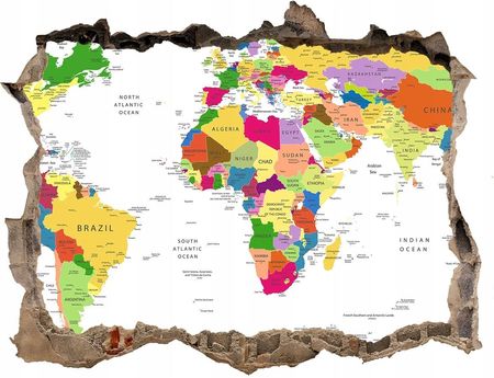 Samoprzylepna dziura na ścianę Mapa świata 168x113