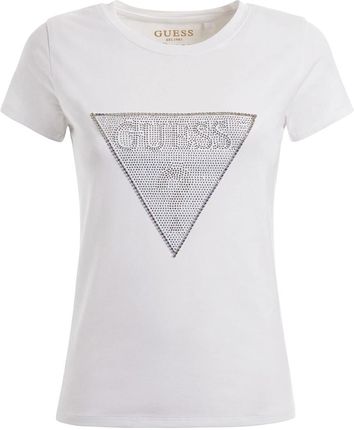 Damska Koszulka z krótkim rękawem Guess SS Triangle Crystal Logo R4 W3Ri05Ka0Q1-G011 – Biały