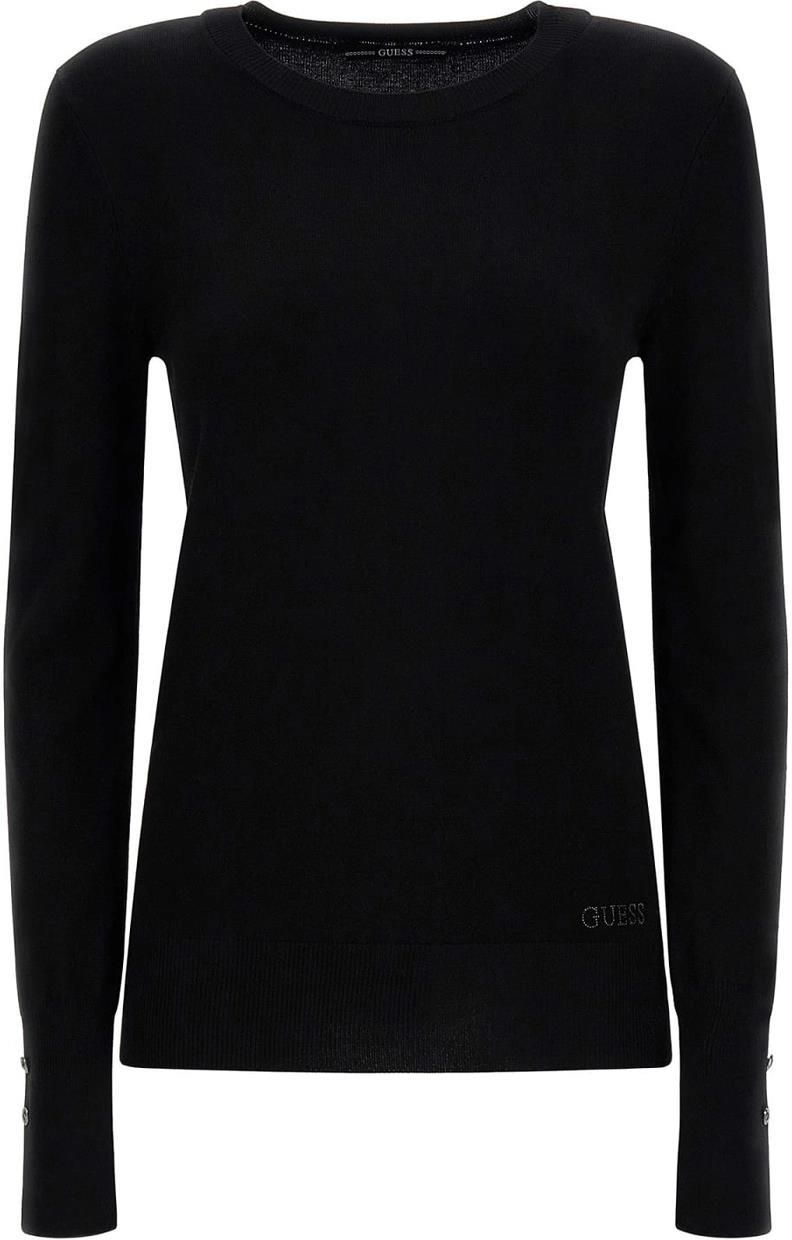 Maglione Donna Guess Elinor - Maglione In Viscosa E Poliamide, Maniche Lunghe, Bottoni Sui Polsini, Vestibilità Regolare
