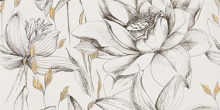 Domino Velo Bianco Flowers Obraz Gresowy Element 2 59,8x119,8x0,8