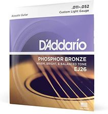 Zdjęcie D'Addario Cordes Guitare Acoustique | Corde Guitare Folk | EJ26 | Cordes en bronze phosphoreux pour guitare acoustique avec revêtement | Custom Light - Nasielsk