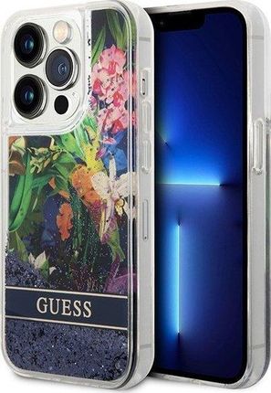 Guess Etui Guess Guhcp14Llflsb Apple Iphone 14 Pro Niebieski/Blue Hardcase Flower Liquid Glitter