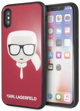 Karl Lagerfeld Klhcpxdlhre Iphone X/Xs Czerwony/Red Iconic Glitter Karl`S Head