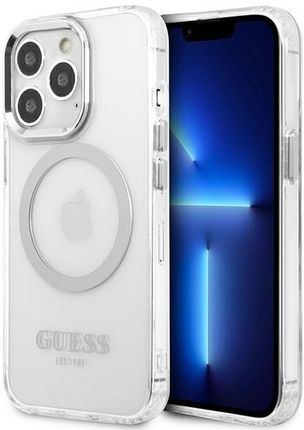 Etui Guess Guhmp13Lhtrms Apple Iphone 13 Pro Srebrny/Silver Hard Case Metal Outline Magsafe