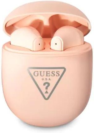 Guess Słuchawki Bluetooth Gutwst82Trp Tws + Stacja Dokująca Różowy/Pink Triangle Logo