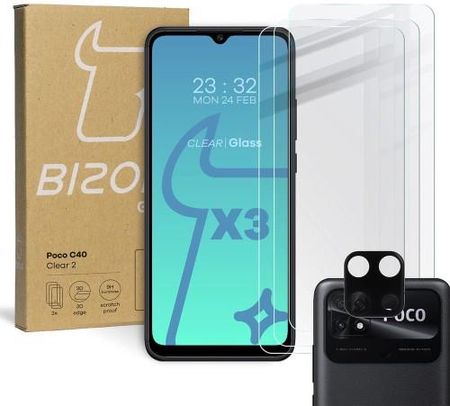 3X Szkło + Szybka Na Aparat Bizon Do Xiaomi Poco C40 / Redmi 10C