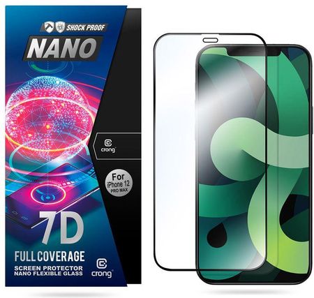 Crong 7D Nano Flexible Glass Niepękające Szkło Hybrydowe 9H Na Cały Ekran Iphone 12 Pro Max