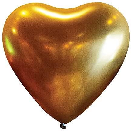 Amscan 50 Latexballons Herzform, Gold, 30 Cm – Für Hochzeit, Geburtstag, Party-Dekoration