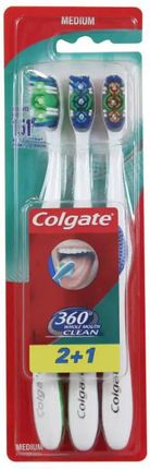 Colgate 360° Whole Mouth Clean Szczoteczka do Zębów Medium 3szt