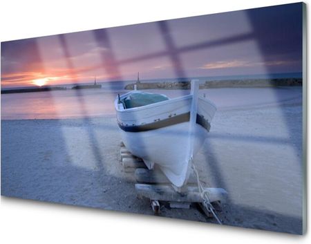Tulup Panel Szklany Płytka Łódka Plaża Słońce 120x60 PLPK120X60NN51854023