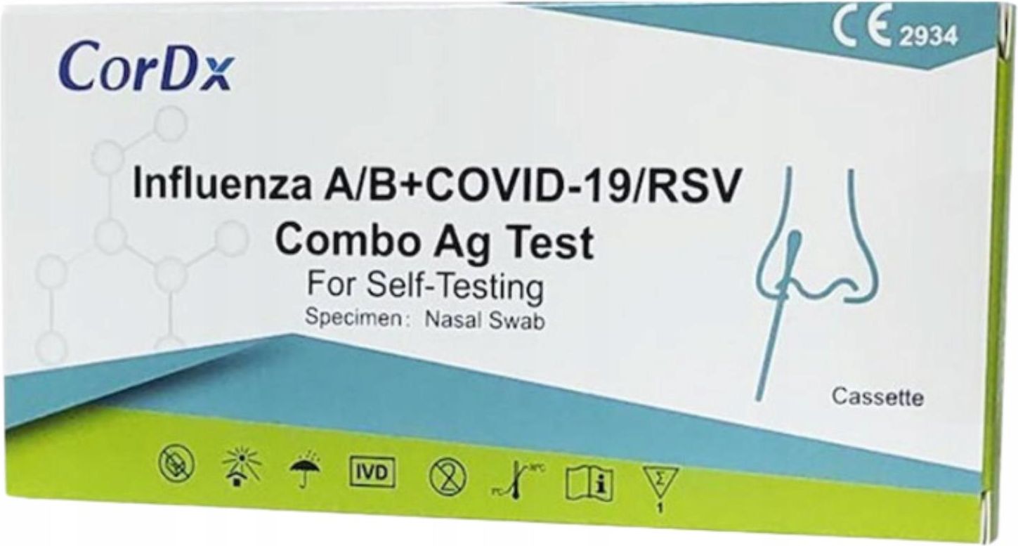 CorDx test COMBO 4w1 RSV / Grypa A/B / COVID19 (wymaz z nosa) opinie