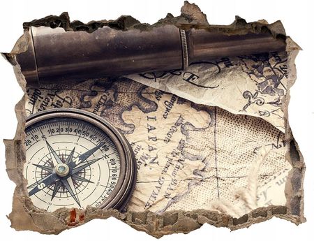 Coloray Samoprzylepna Dziura Na Ścianę Kompas Mapa Lupa