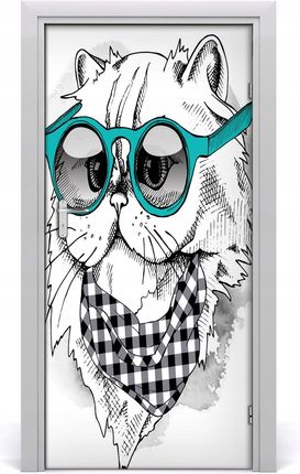 Coloray Naklejka Samoprzylepna Na Drzwi Kot W Okularach