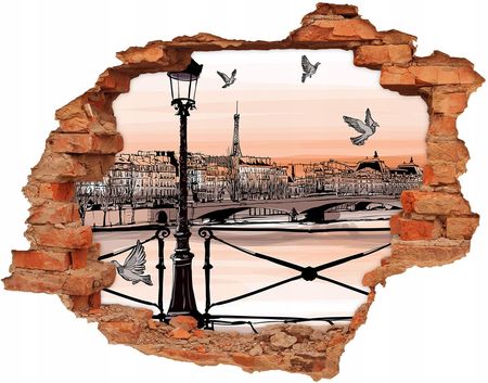 Coloray Fototapeta Dziura Na Ścianę 3D Zmierzch W Paryżu